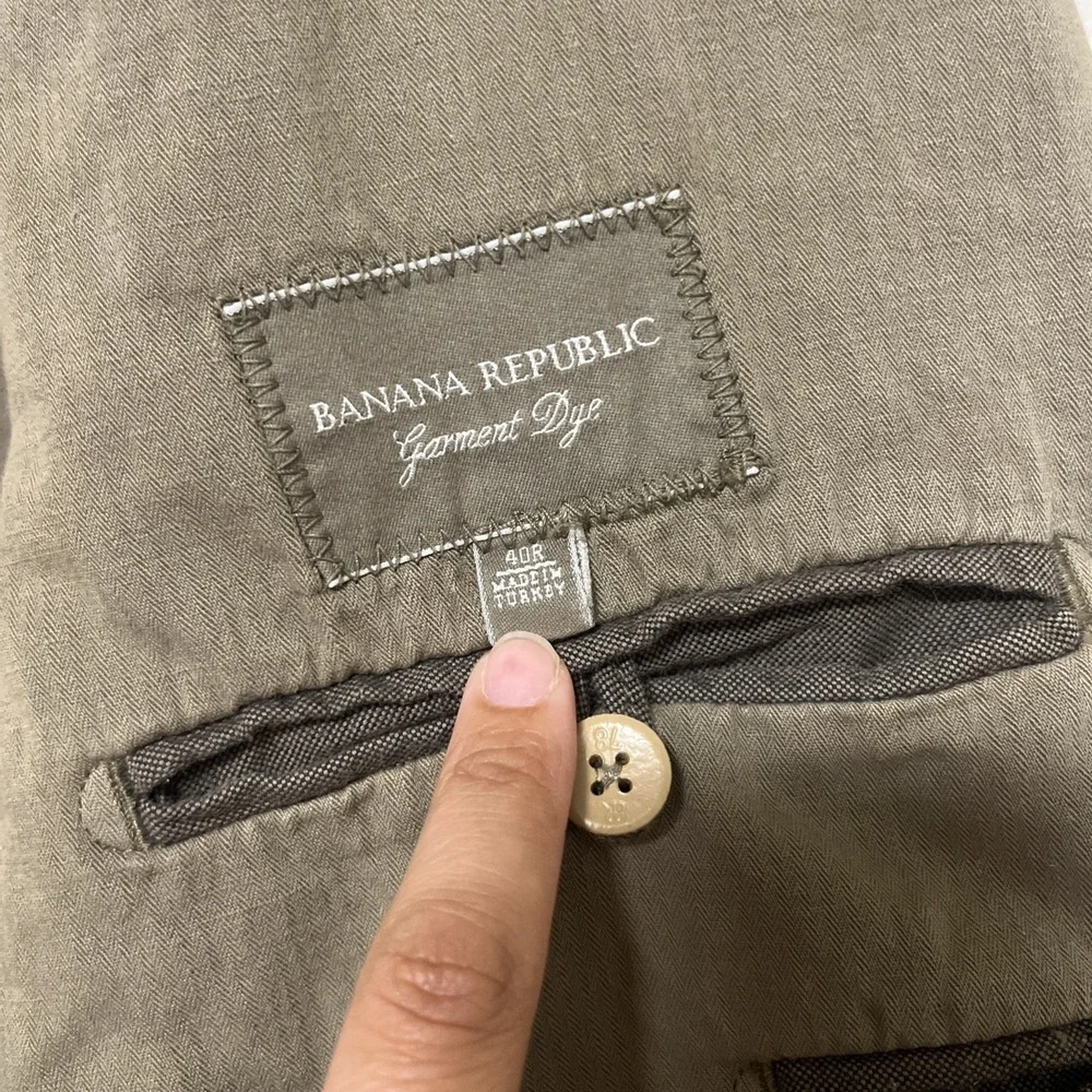 Banana Republic Blazer Men's 40R Tan Linen cotton blend single breasted 2007